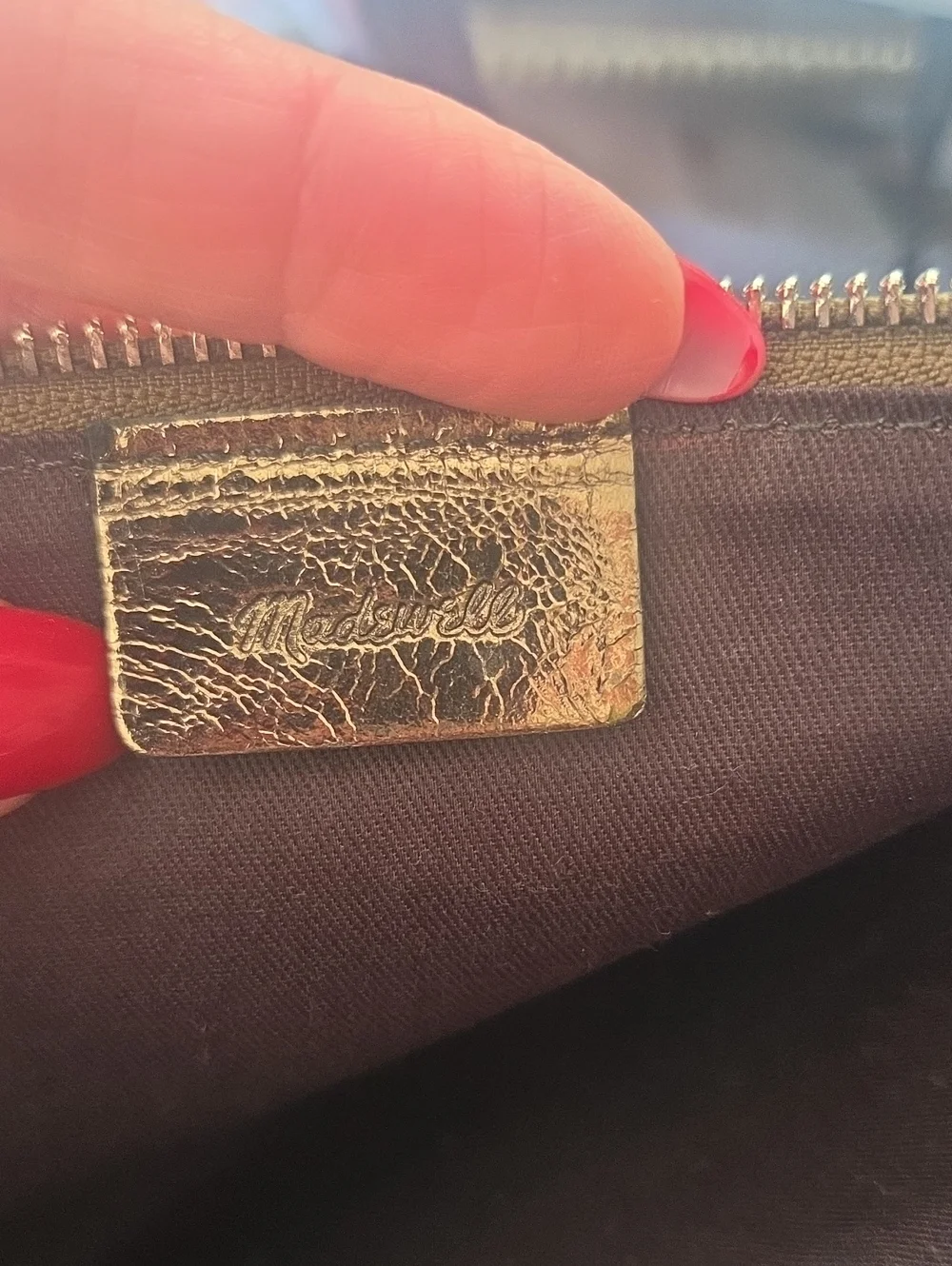 Madewell Distressed Bronze Metallic Leather Wristlet Pouch Goat Leather